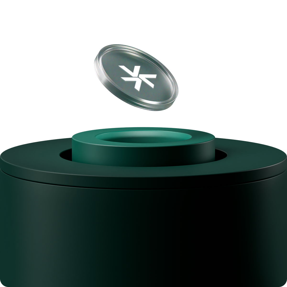 Vision coin floating above green step
