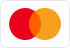 Mastercard logo with overlapping red and orange circles on a black background.